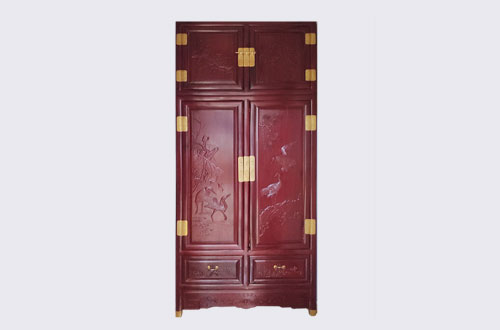 樟木头镇高端中式家居装修深红色纯实木衣柜