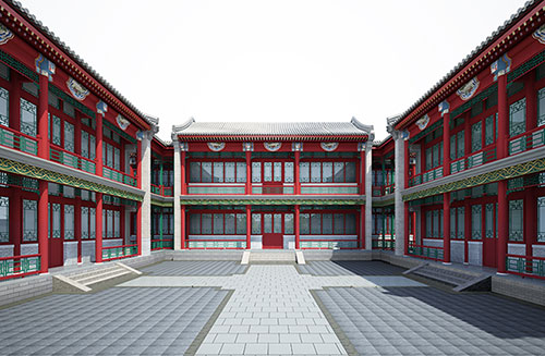 樟木头镇北京四合院设计古建筑鸟瞰图展示